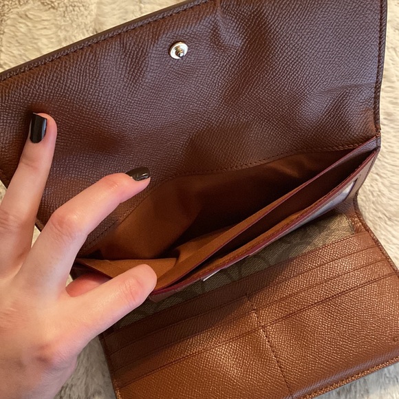 Coach Khaki/Saddle Signature Large Wallet - Picture 5 of 15